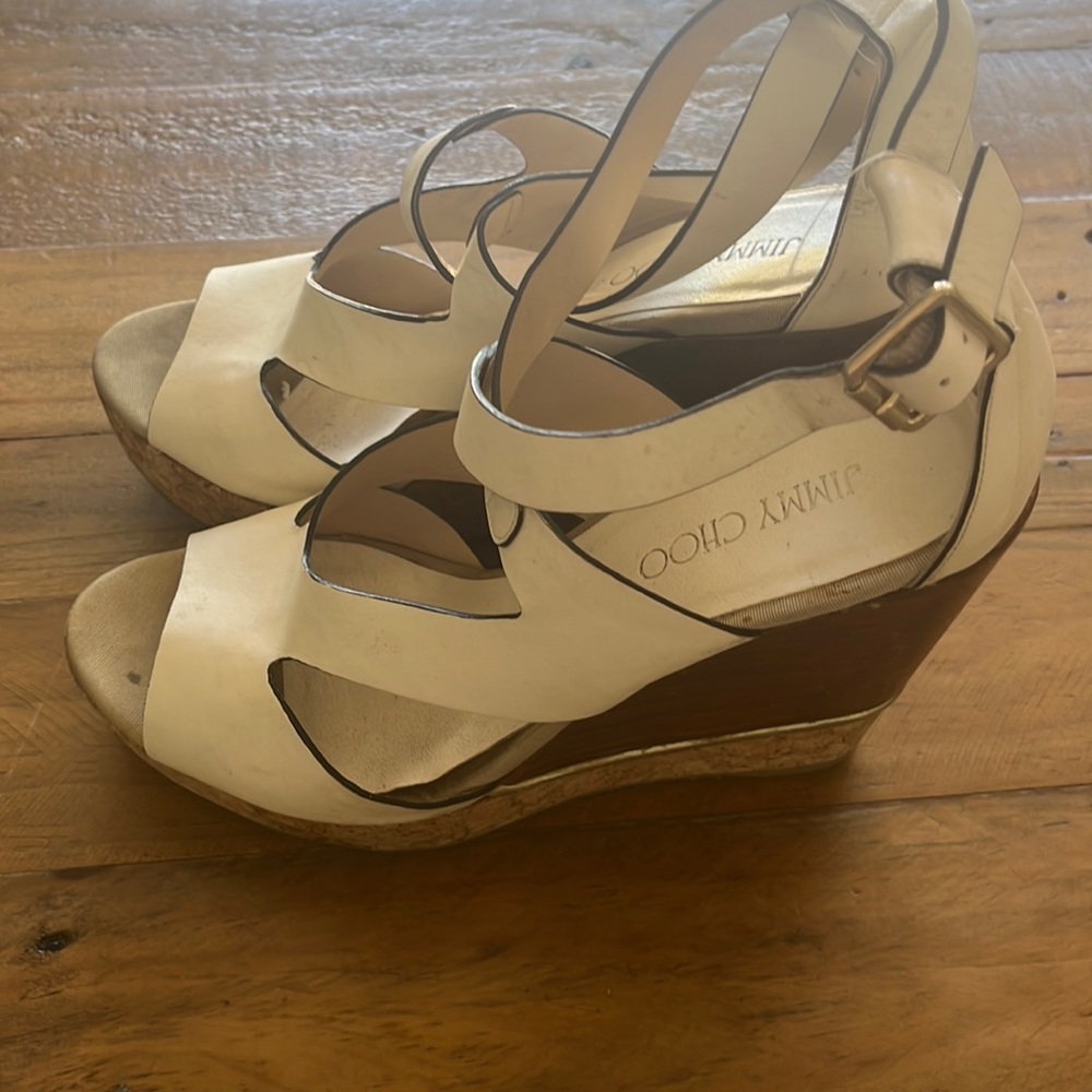 Jimmy Choo white platforms